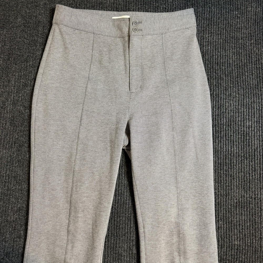 ANTHROPOLOGIE Gray Ankle Pants Size 8 Split Hem Seamed Flare Patch Pocket - Picture 2 of 9